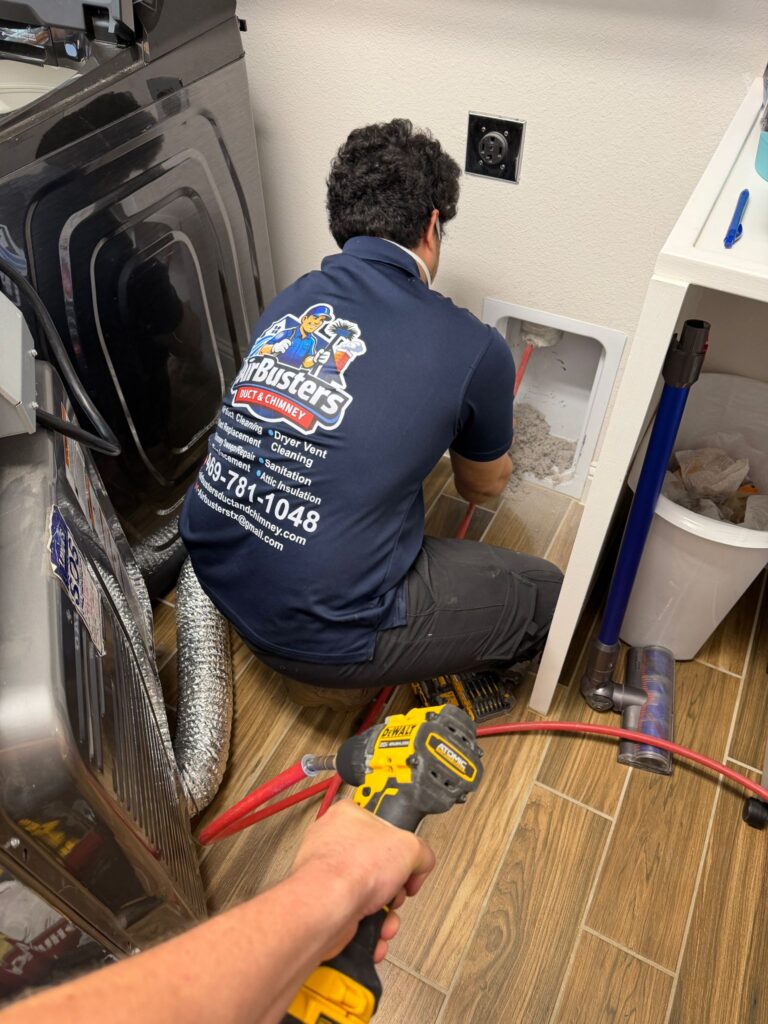 dryer vent cleaning Keller Southlake TX — at work