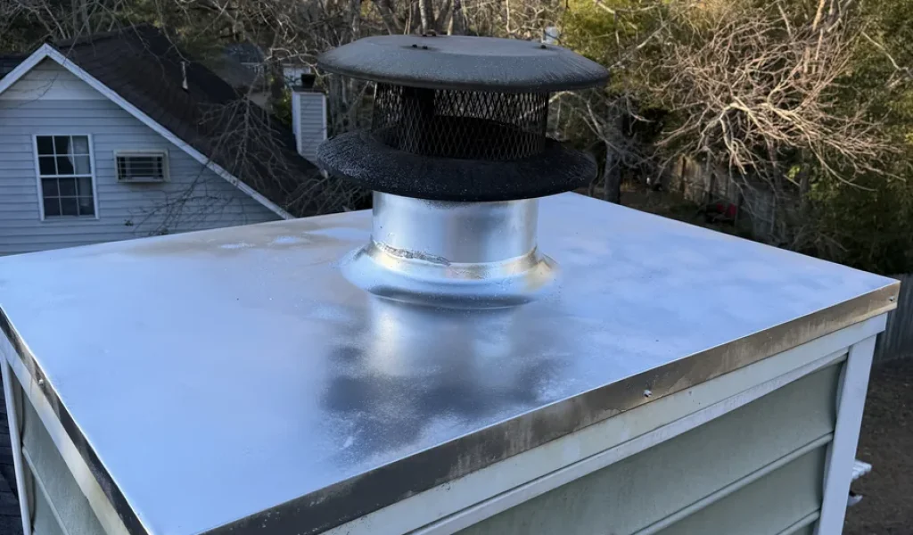 New stainless chase cover and chimney cap installed
